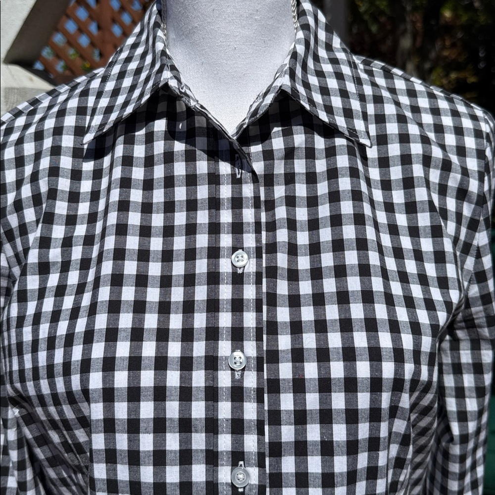 Chadwicks Black and White Gingham Button-Down Shirt - Picture 5 of 8